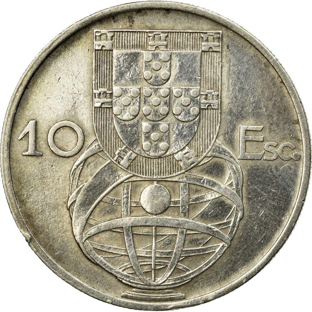 Münze, Portugal, 10 Escudos, 1954, SS+, Silber, KM:586