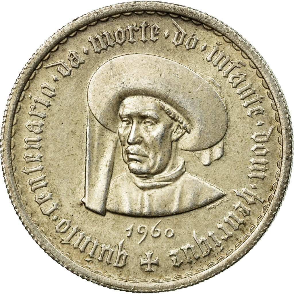 Coin, Portugal, 5 Escudos, 1960, Lisbon, EF(40-45), Silver, KM:587