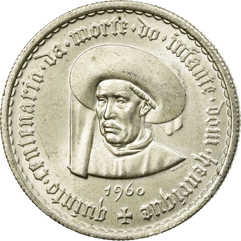 Coin, Portugal, 5 Escudos, 1960, Lisbon, AU(55-58), Silver, KM:587