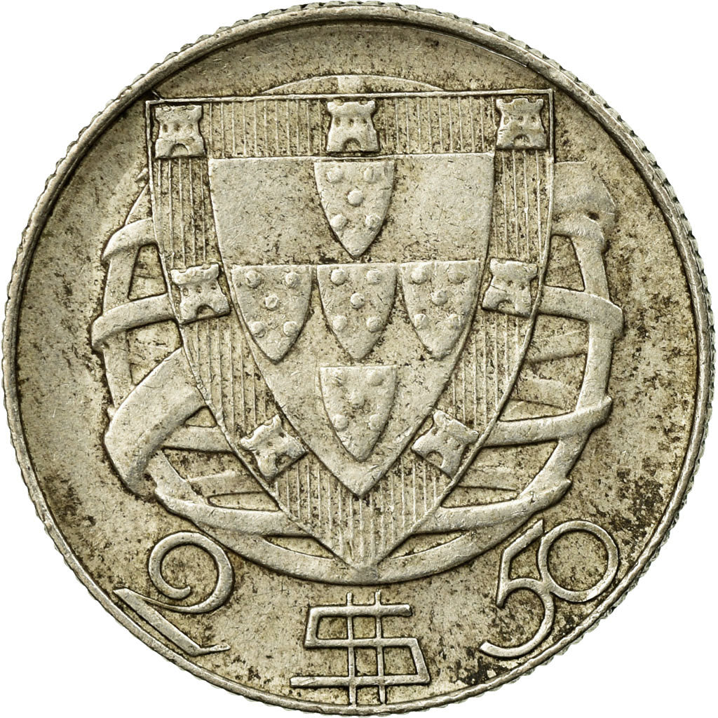 Coin, Portugal, 2-1/2 Escudos, 1951, EF(40-45), Silver, KM:580