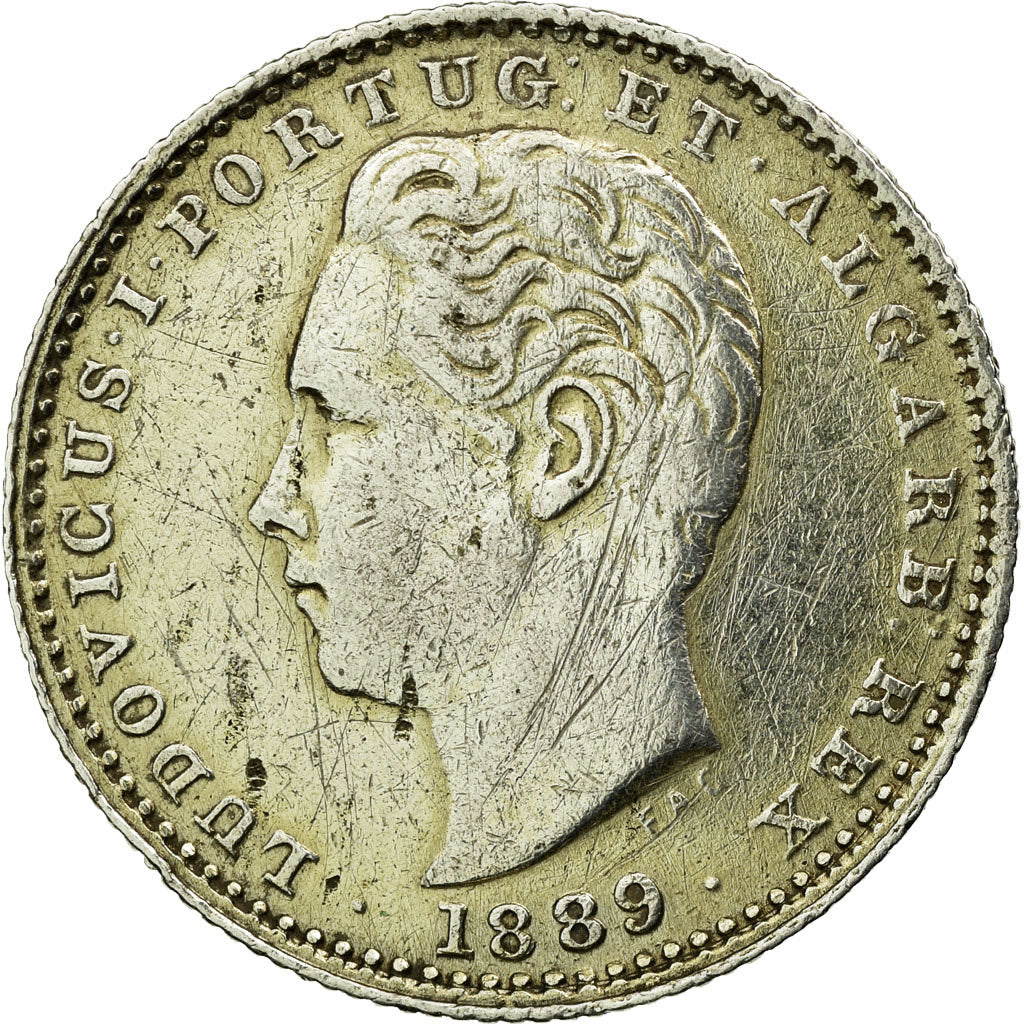 Coin, Portugal, Luiz I, 100 Reis, 1889, EF(40-45), Silver, KM:510