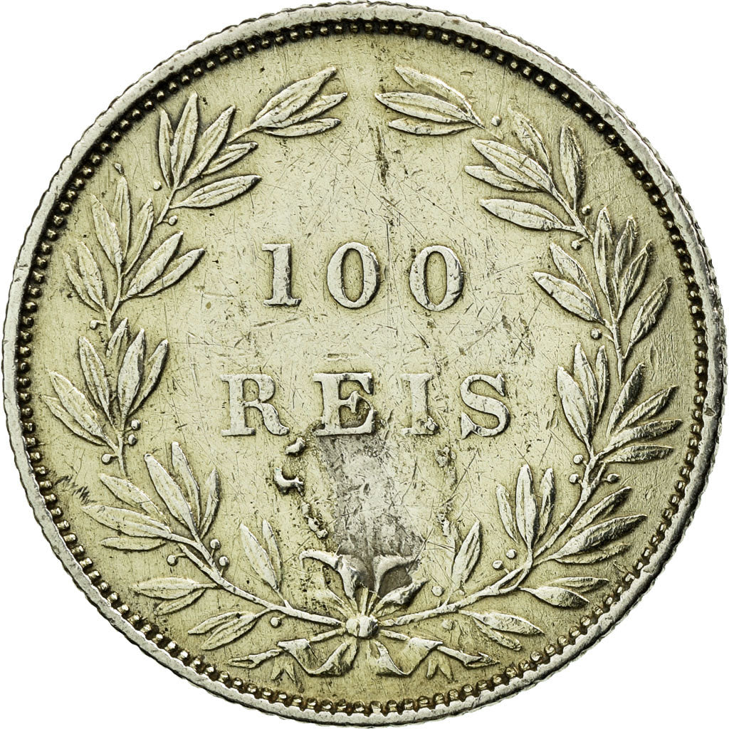 Coin, Portugal, Luiz I, 100 Reis, 1889, EF(40-45), Silver, KM:510