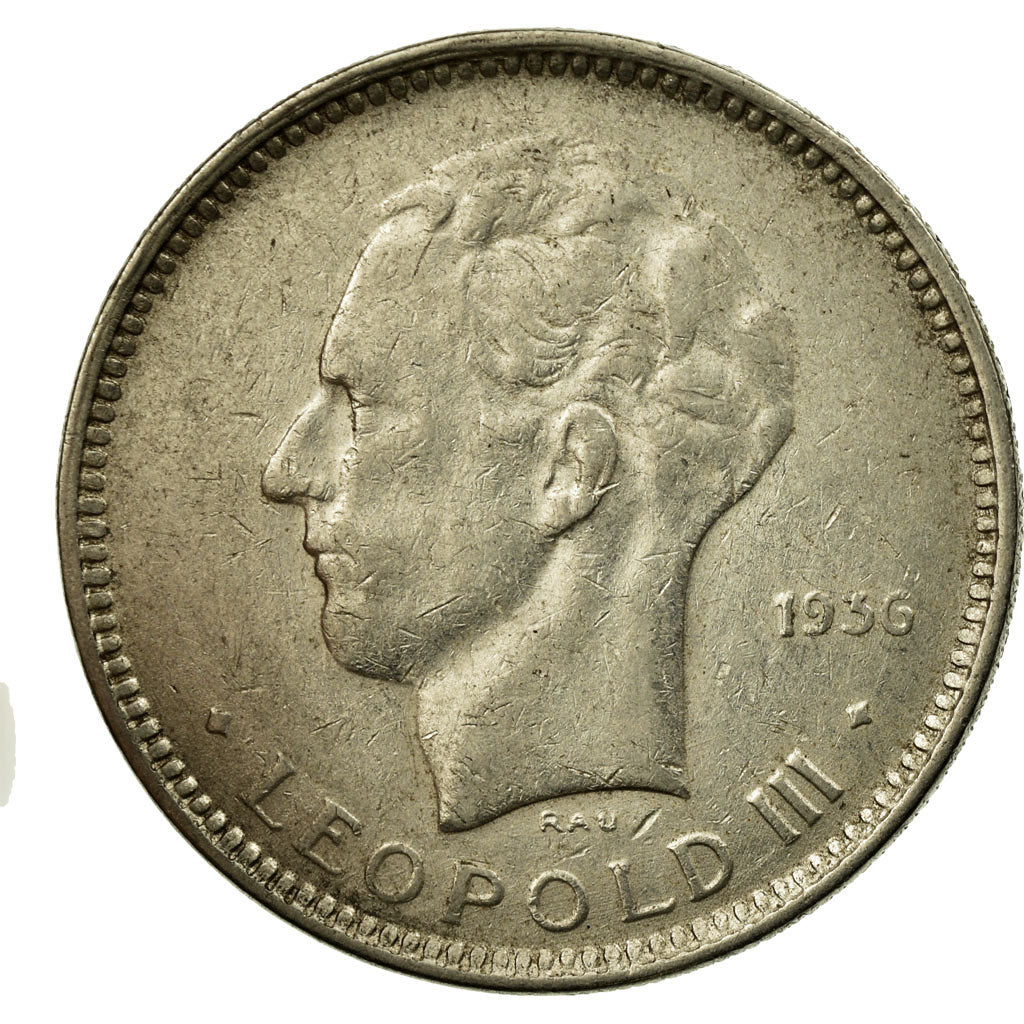 Moneta, Belgio, 5 Francs, 5 Frank, 1936, MB+, Nichel, KM:109.1
