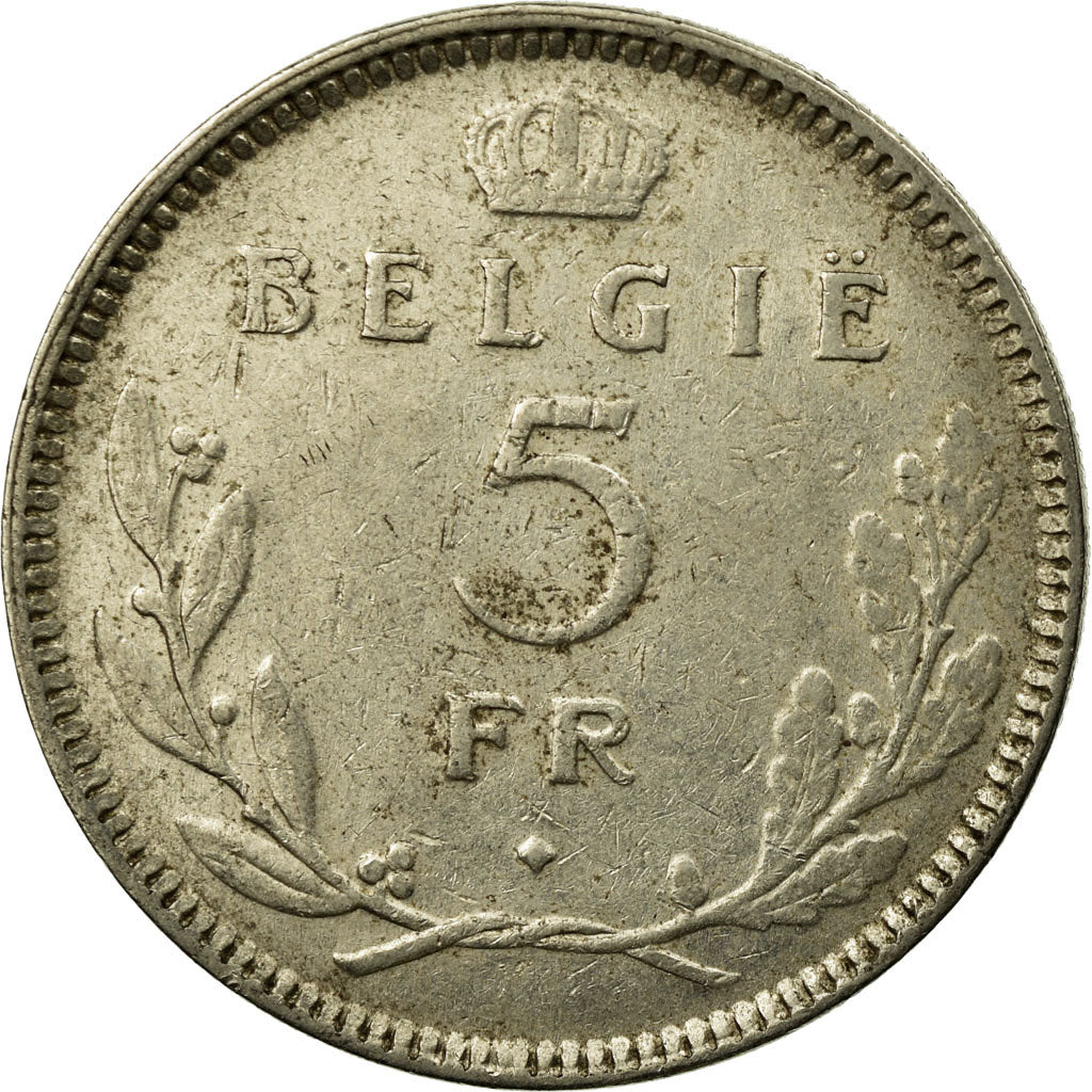 Moneta, Belgio, 5 Francs, 5 Frank, 1936, MB+, Nichel, KM:109.1
