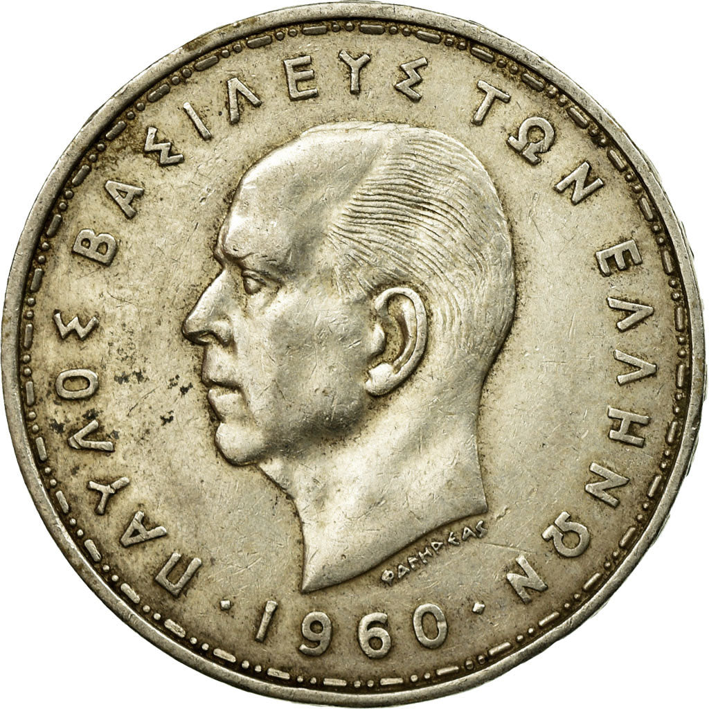 Coin, Greece, Paul I, 20 Drachmai, 1960, EF(40-45), Silver, KM:85