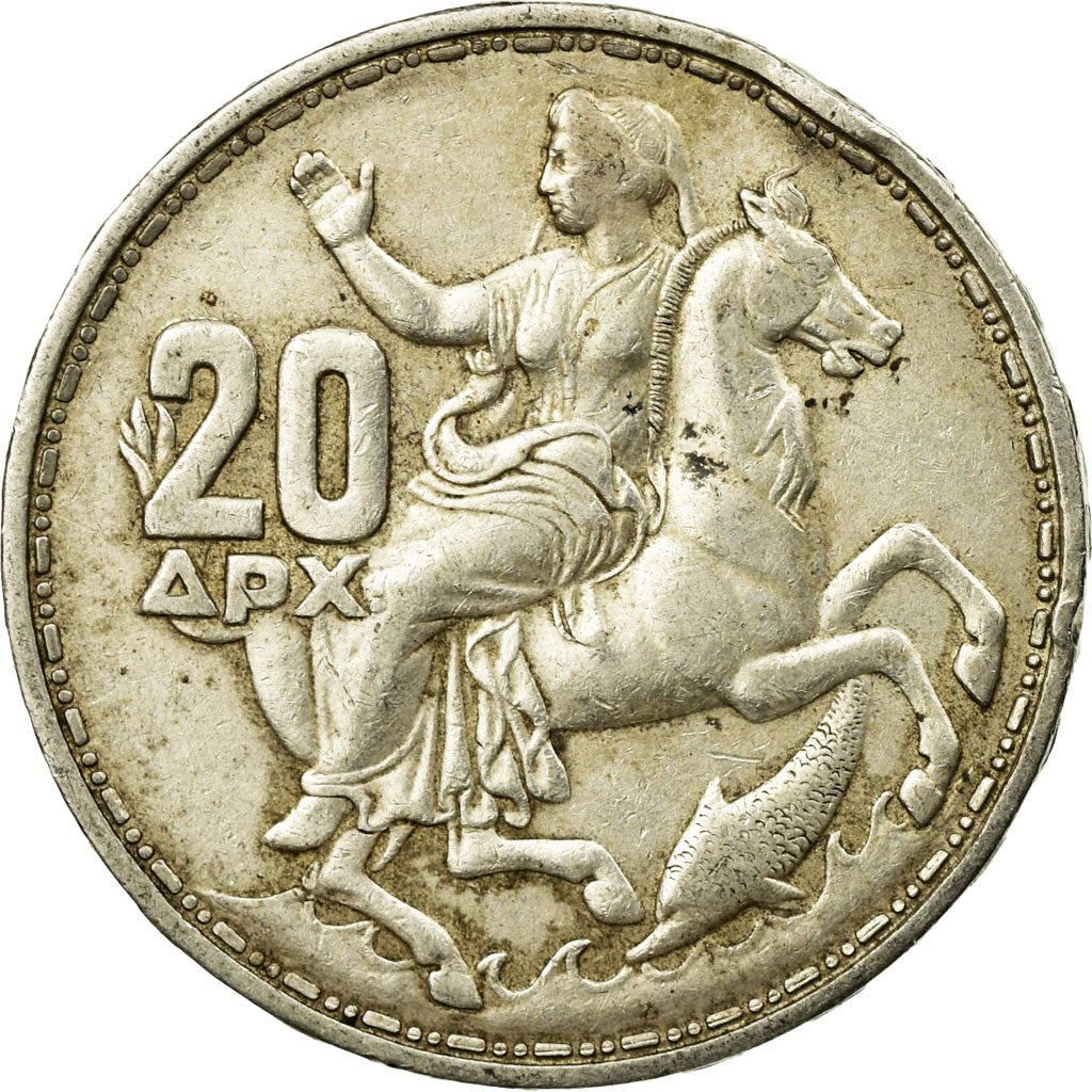 Coin, Greece, Paul I, 20 Drachmai, 1960, EF(40-45), Silver, KM:85