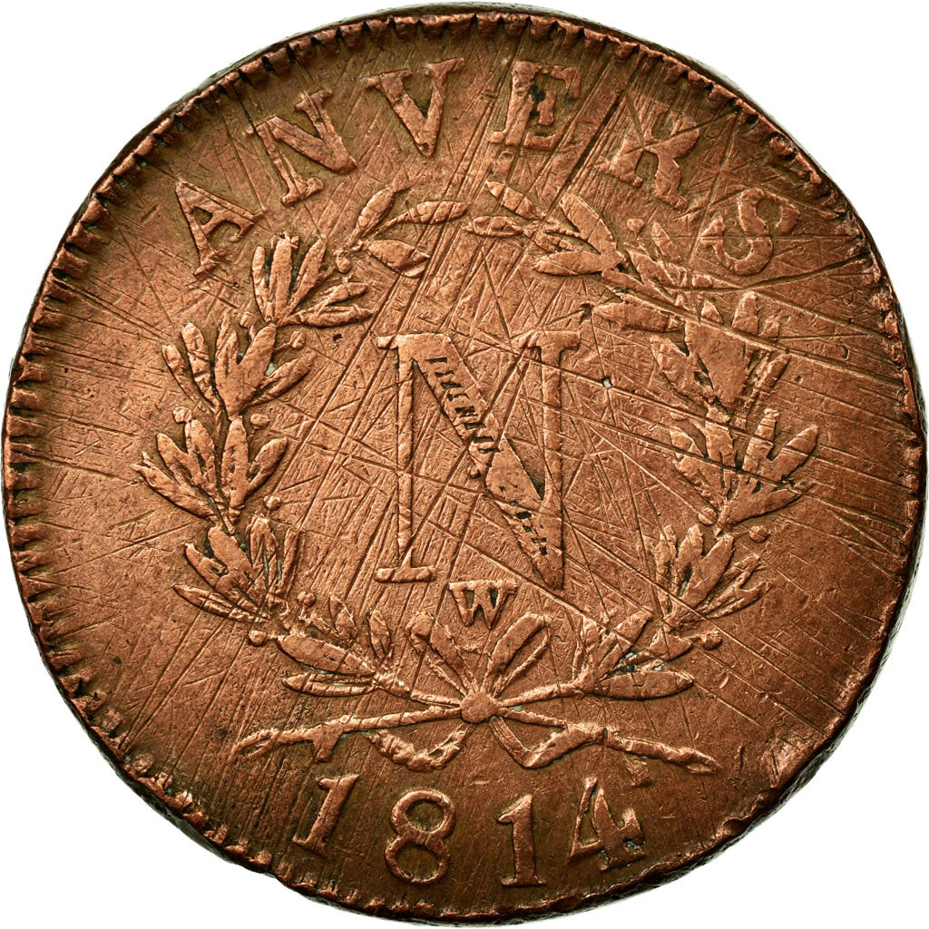 Coin, FRENCH STATES, ANTWERP, 10 Centimes, 1814, Anvers, VF(20-25), Bronze