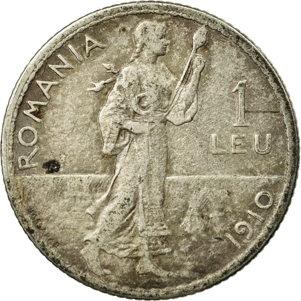 Coin, Romania, Carol I, Leu, 1910, VF(30-35), Silver, KM:42