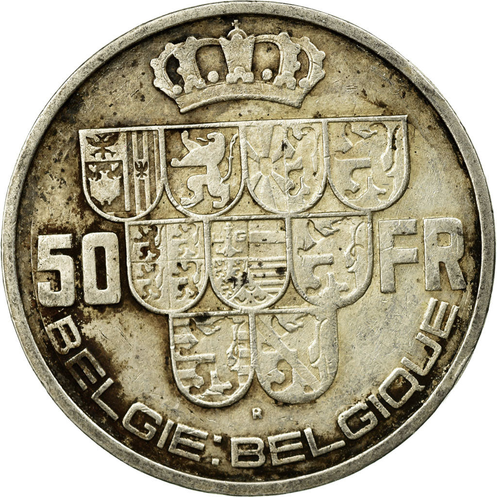 Coin, Belgium, 50 Francs, 50 Frank, 1939, EF(40-45), Silver, KM:122.1
