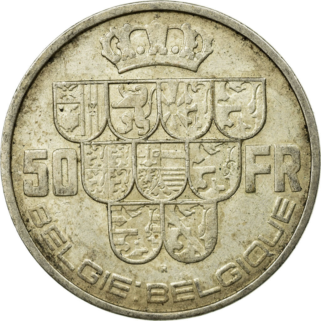 Coin, Belgium, 50 Francs, 50 Frank, 1939, EF(40-45), Silver, KM:122.1
