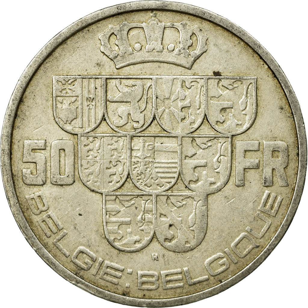 Coin, Belgium, 50 Francs, 50 Frank, 1939, EF(40-45), Silver, KM:122.1