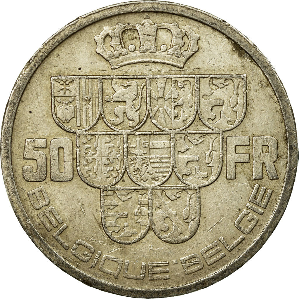 Coin, Belgium, 50 Francs, 50 Frank, 1939, EF(40-45), Silver, KM:121
