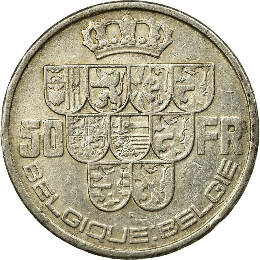 Coin, Belgium, 50 Francs, 50 Frank, 1939, EF(40-45), Silver, KM:121