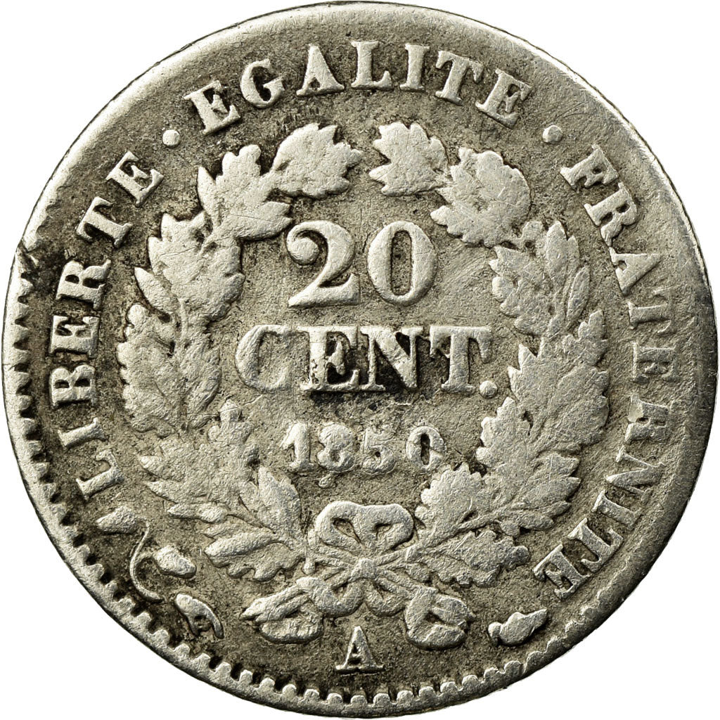 Coin, France, Cérès, 20 Centimes, 1850, Paris, VF(20-25), Silver, KM:758.1