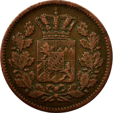 Coin, German States, BAVARIA, Ludwig II, 2 Pfennig, 1865, EF(40-45), Copper