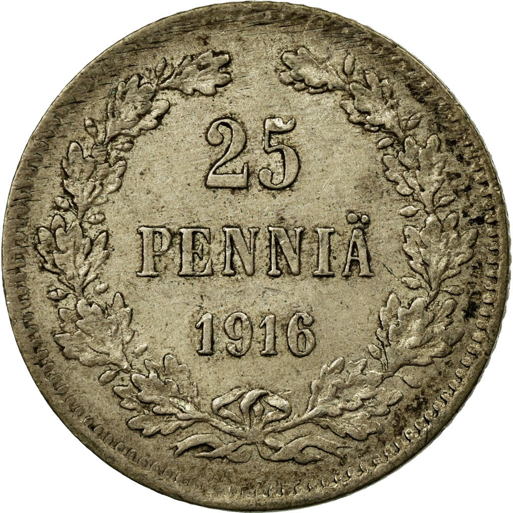 Coin, Finland, Nicholas II, 25 Penniä, 1916, EF(40-45), Silver, KM:6.2