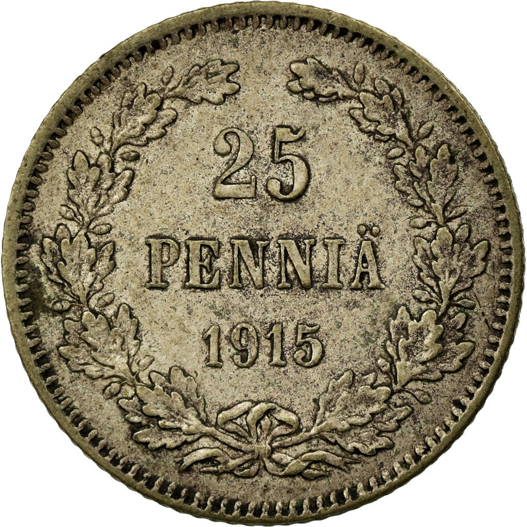 Coin, Finland, Nicholas II, 25 Penniä, 1915, EF(40-45), Silver, KM:6.2