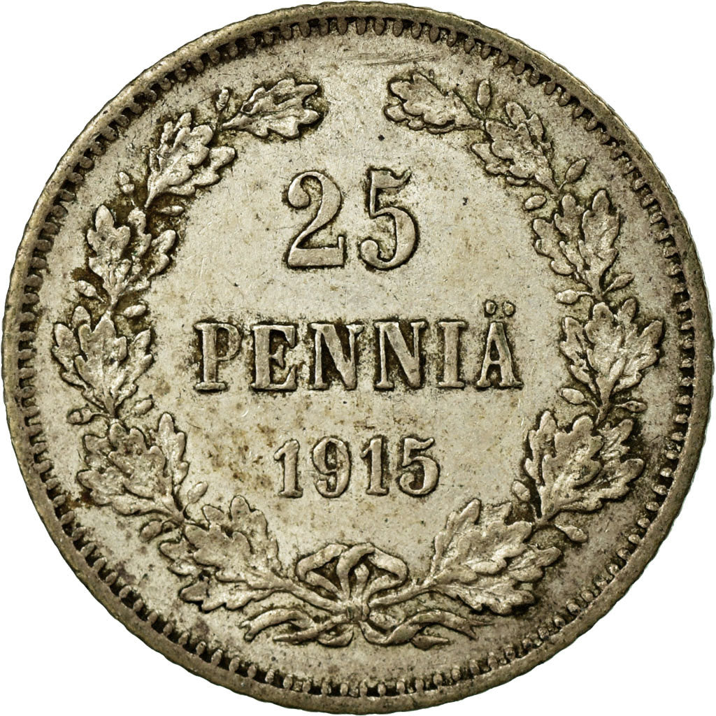 Coin, Finland, Nicholas II, 25 Penniä, 1915, VF(30-35), Silver, KM:6.2