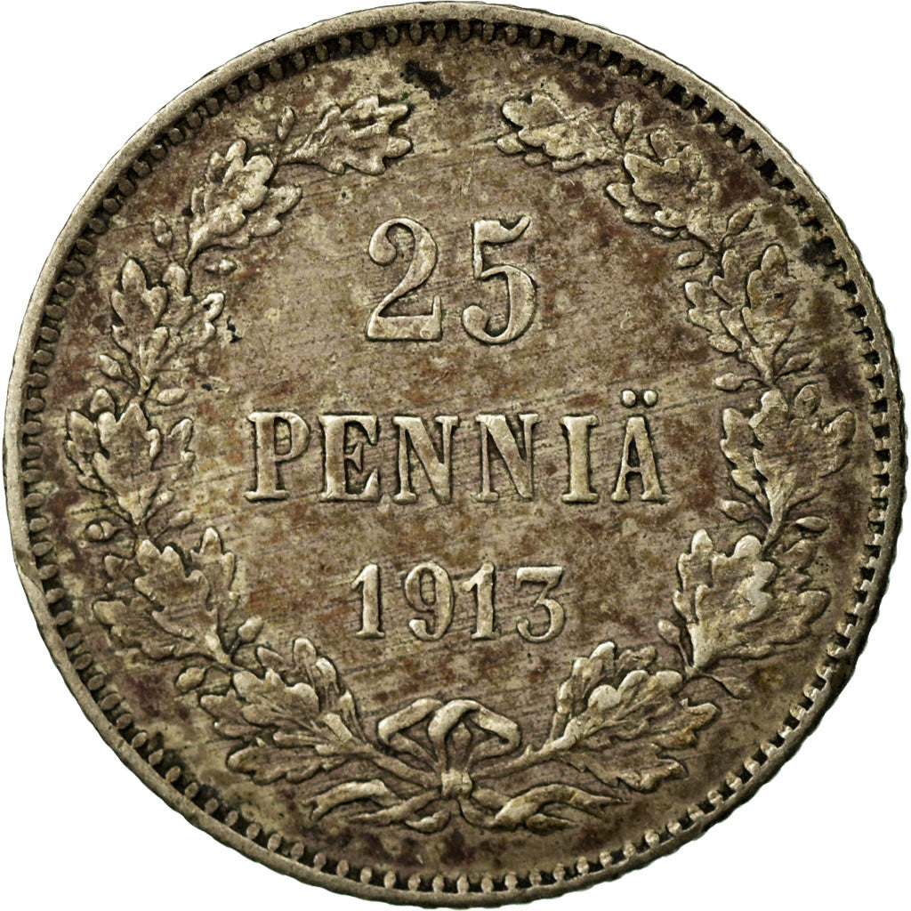 Coin, Finland, Nicholas II, 25 Penniä, 1913, VF(30-35), Silver, KM:6.2