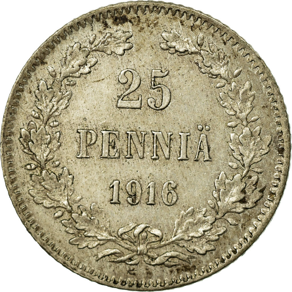 Coin, Finland, Nicholas II, 25 Penniä, 1916, VF(30-35), Silver, KM:6.2