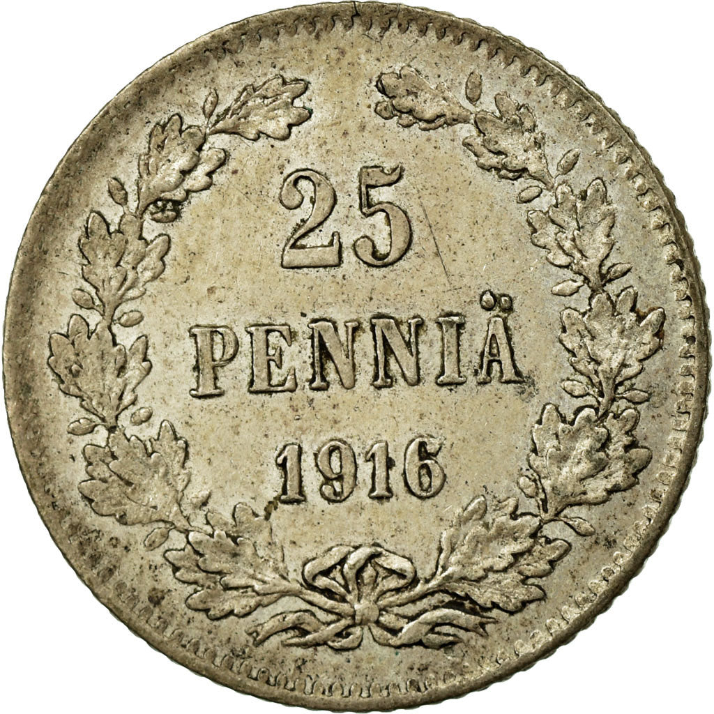 Coin, Finland, Nicholas II, 25 Penniä, 1916, EF(40-45), Silver, KM:6.2