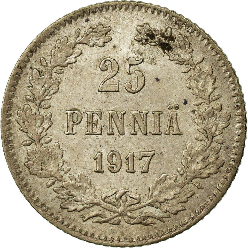 Coin, Finland, Nicholas II, 25 Penniä, 1917, EF(40-45), Silver, KM:6.2