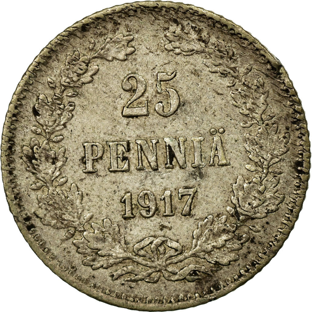 Coin, Finland, Nicholas II, 25 Penniä, 1917, EF(40-45), Silver, KM:6.2