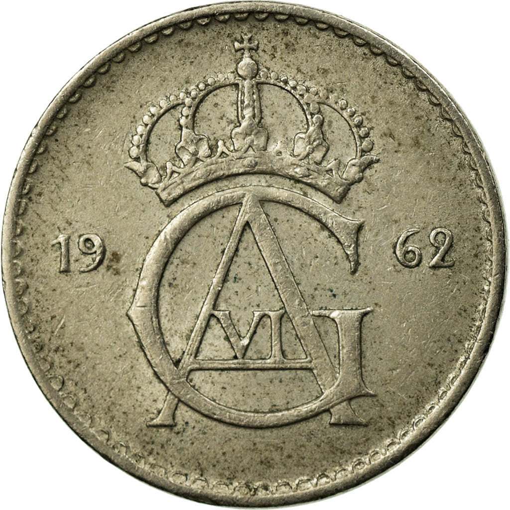 Coin, Sweden, Gustaf VI, 10 Öre, 1962, EF(40-45), Silver, KM:823