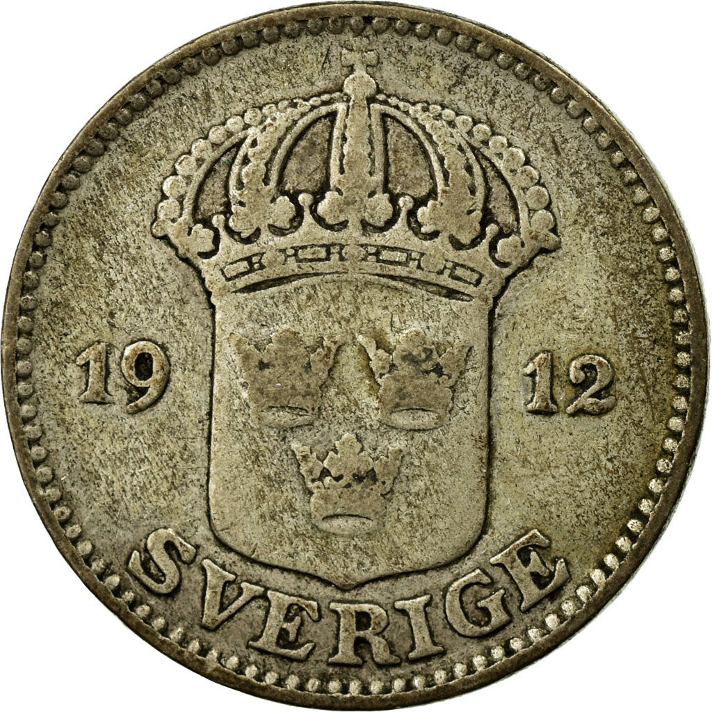 Coin, Sweden, Gustaf V, 25 Öre, 1912, VF(20-25), Silver, KM:785
