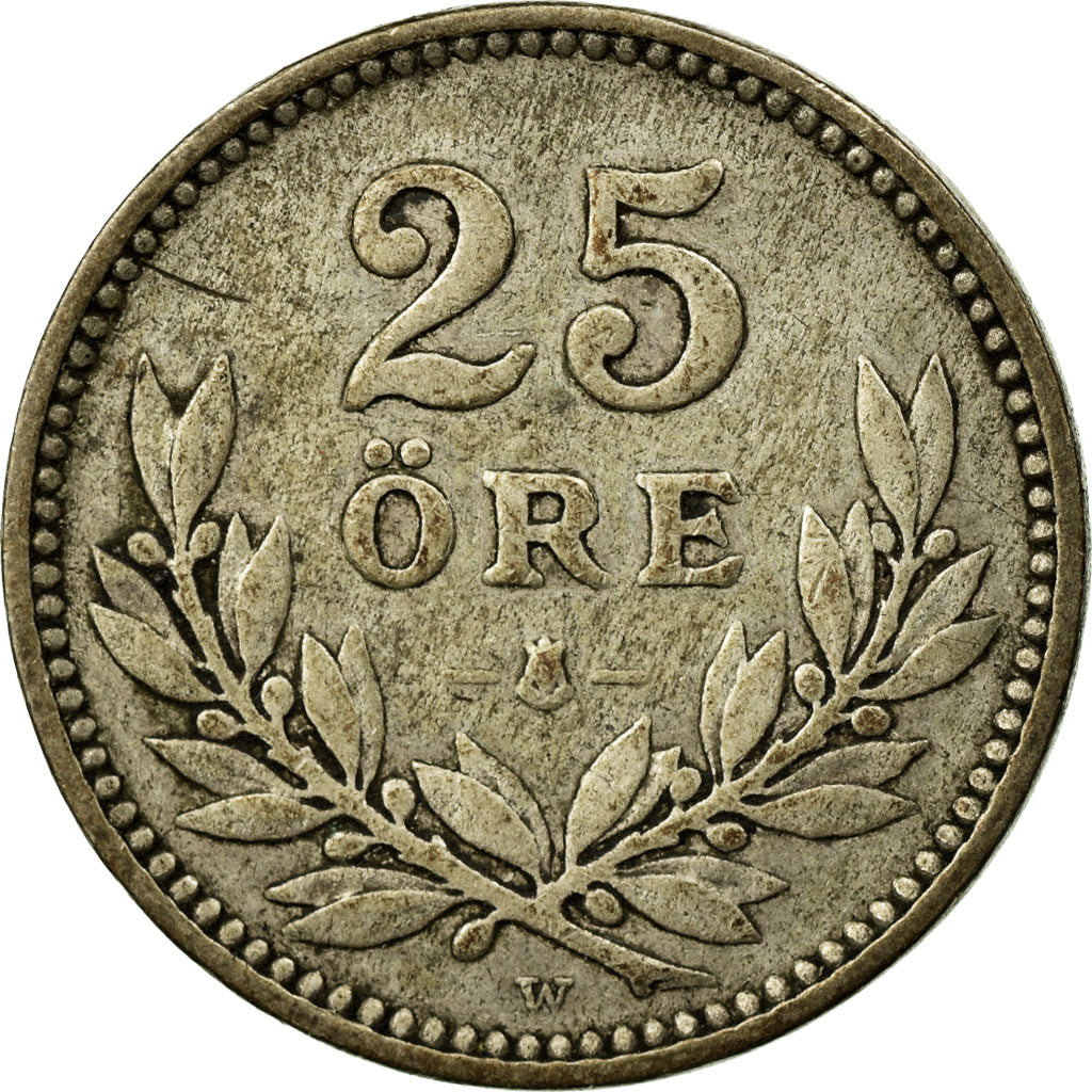 Coin, Sweden, Gustaf V, 25 Öre, 1912, VF(20-25), Silver, KM:785