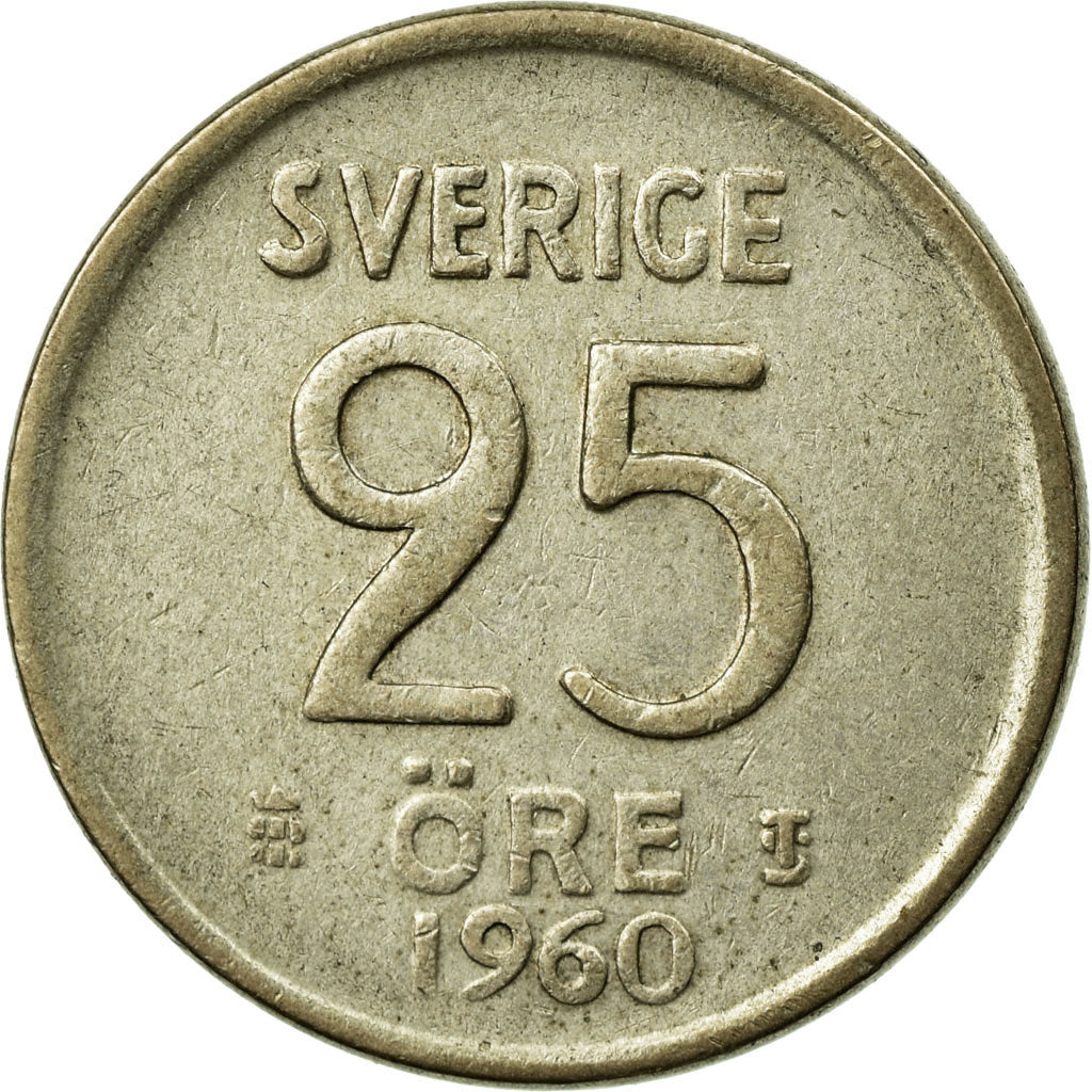 Coin, Sweden, Gustaf VI, 25 Öre, 1960, EF(40-45), Silver, KM:824