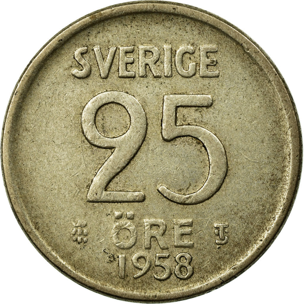 Monnaie, Suède, Gustaf VI, 25 Öre, 1958, TTB, Argent, KM:824