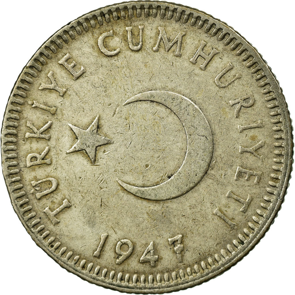 Coin, Turkey, 50 Kurus, 1947, AU(50-53), Silver, KM:882