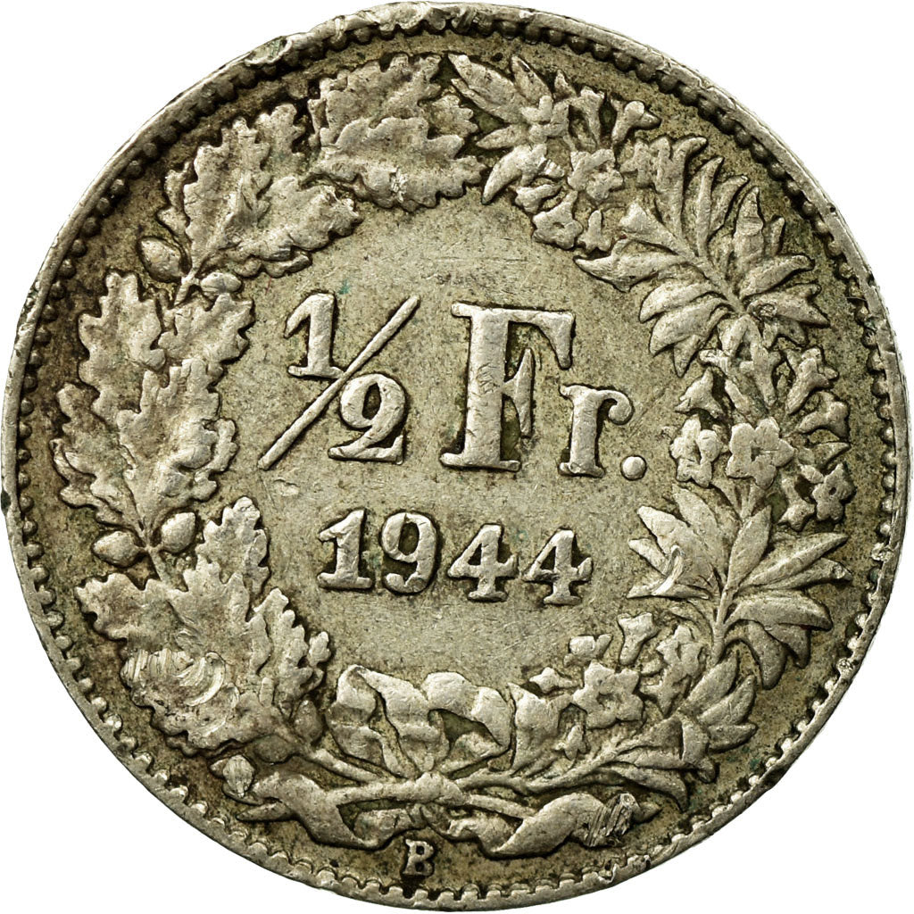 Coin, Switzerland, 1/2 Franc, 1944, Bern, VF(30-35), Silver, KM:23