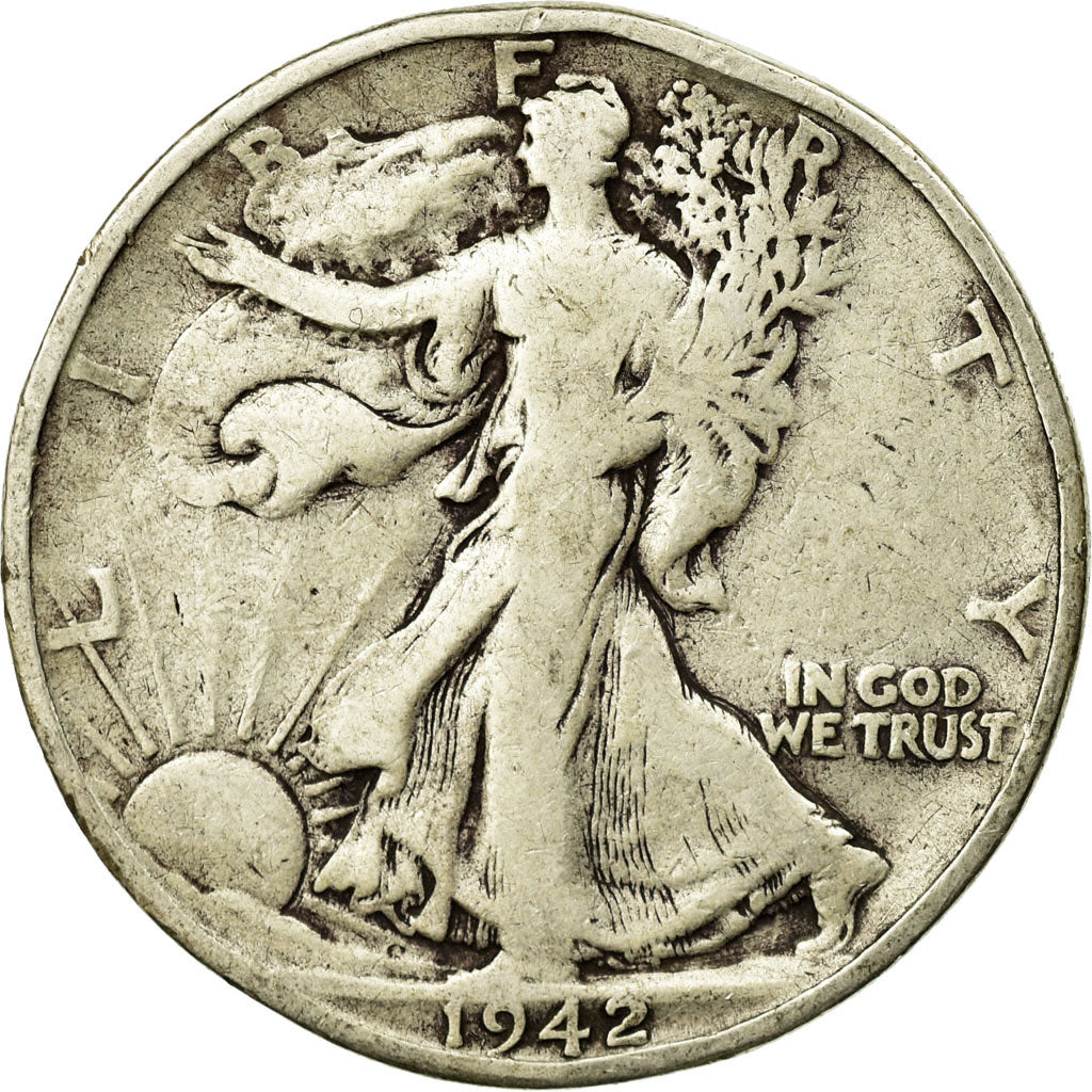 Coin, United States, Walking Liberty Half Dollar, Half Dollar, 1942, U.S. Mint