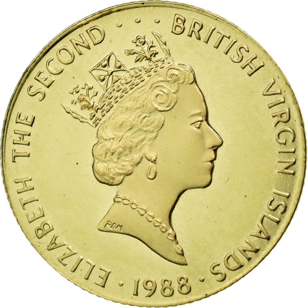 Moneda, ISLAS VÍRGENES BRITÁNICAS, Elizabeth II, 50 Dollars, 1988, Franklin