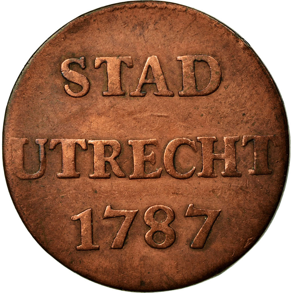 Coin, Netherlands, UTRECHT, Duit, 1787, EF(40-45), Copper, KM:91