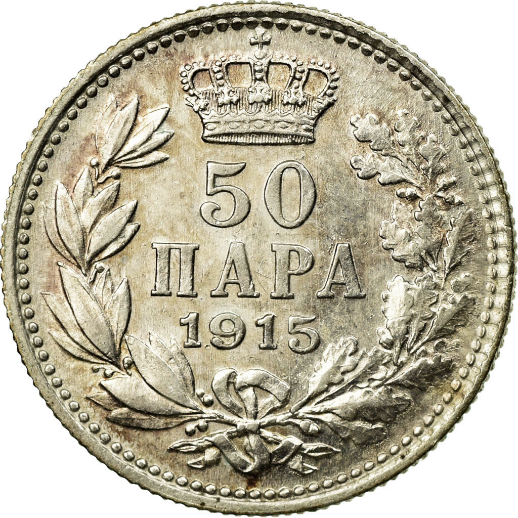 Coin, Serbia, Peter I, 50 Para, 1915, AU(55-58), Silver, KM:24.1