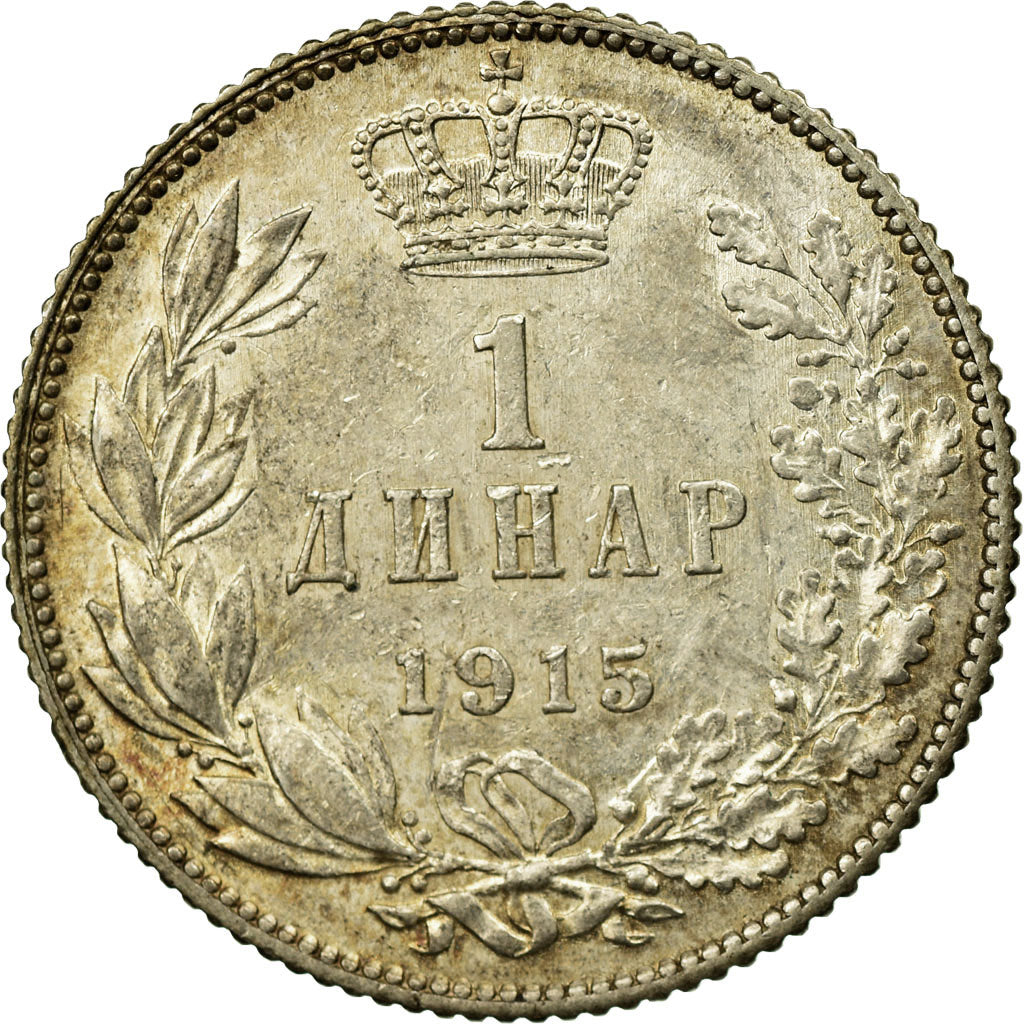 Coin, Serbia, Peter I, Dinar, 1915, EF(40-45), Silver, KM:25.1