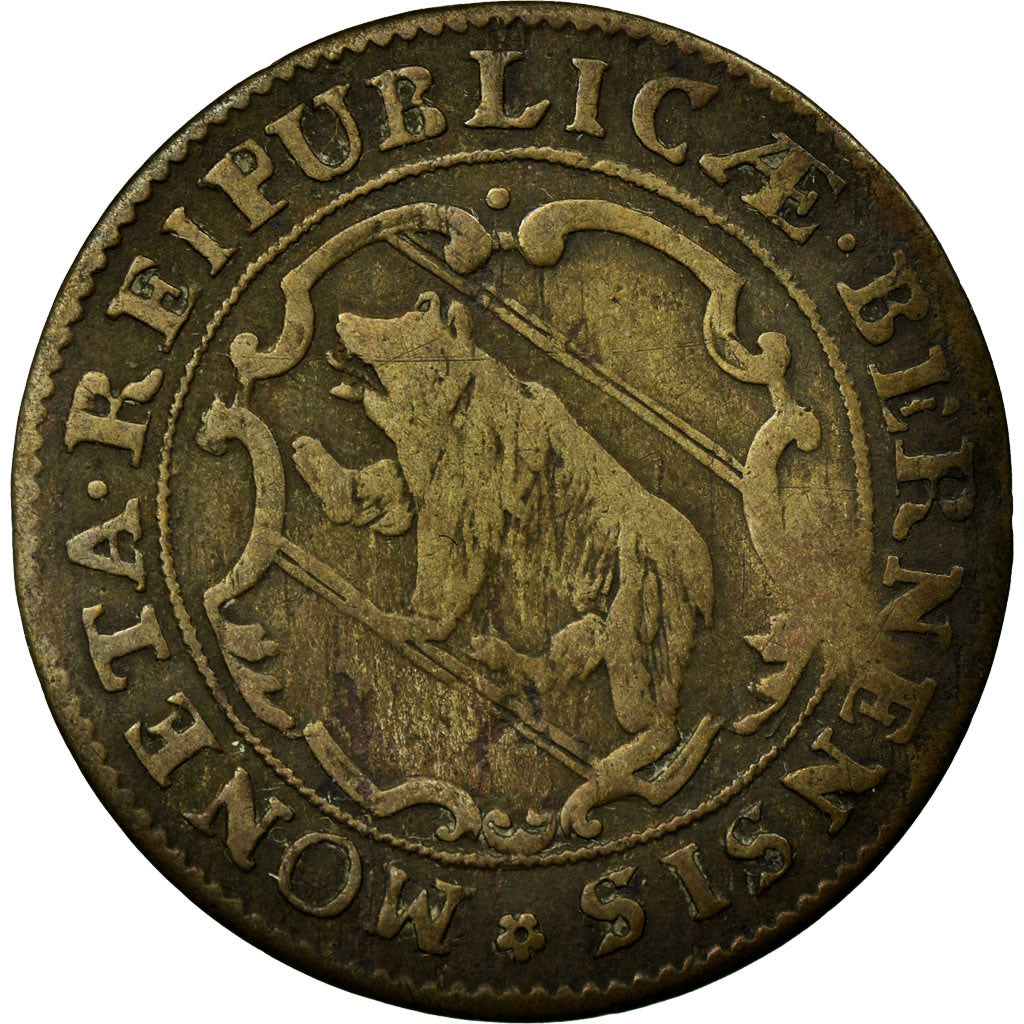 Coin, SWISS CANTONS, BERN, 1/2 Batzen, 1754, Bern, VF(30-35), Billon, KM:91