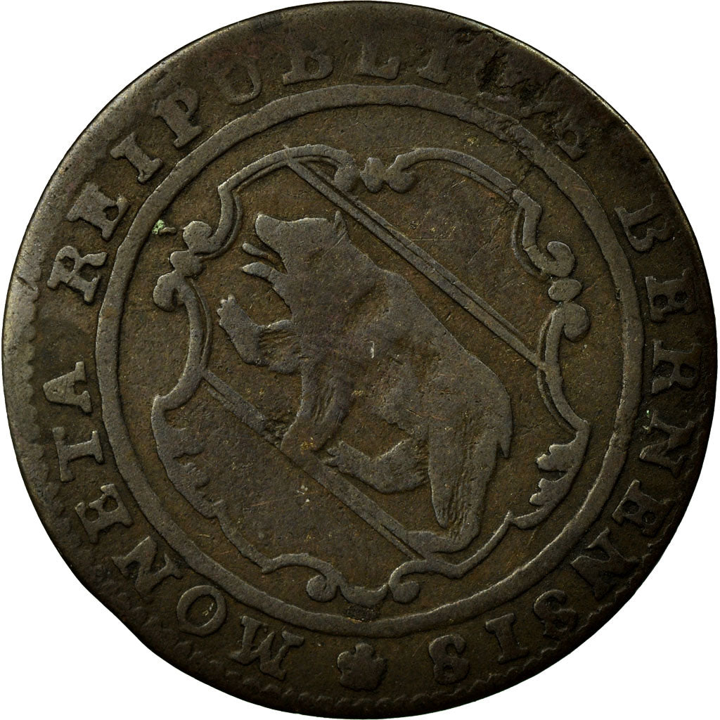 Coin, SWISS CANTONS, BERN, 1/2 Batzen, 1777, Bern, VF(20-25), Billon, KM:91
