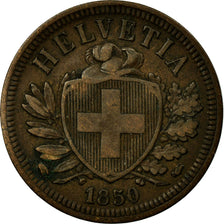 Coin, Switzerland, 2 Rappen, 1850, Bern, EF(40-45), Bronze, KM:4.1