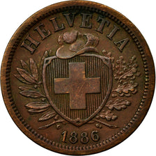 Coin, Switzerland, 2 Rappen, 1886, Bern, EF(40-45), Bronze, KM:4.1