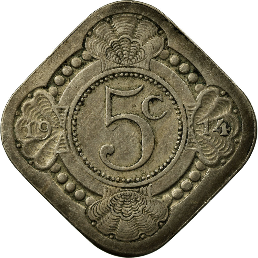 Coin, Netherlands, Wilhelmina I, 5 Cents, 1914, VF(30-35), Copper-nickel, KM:153