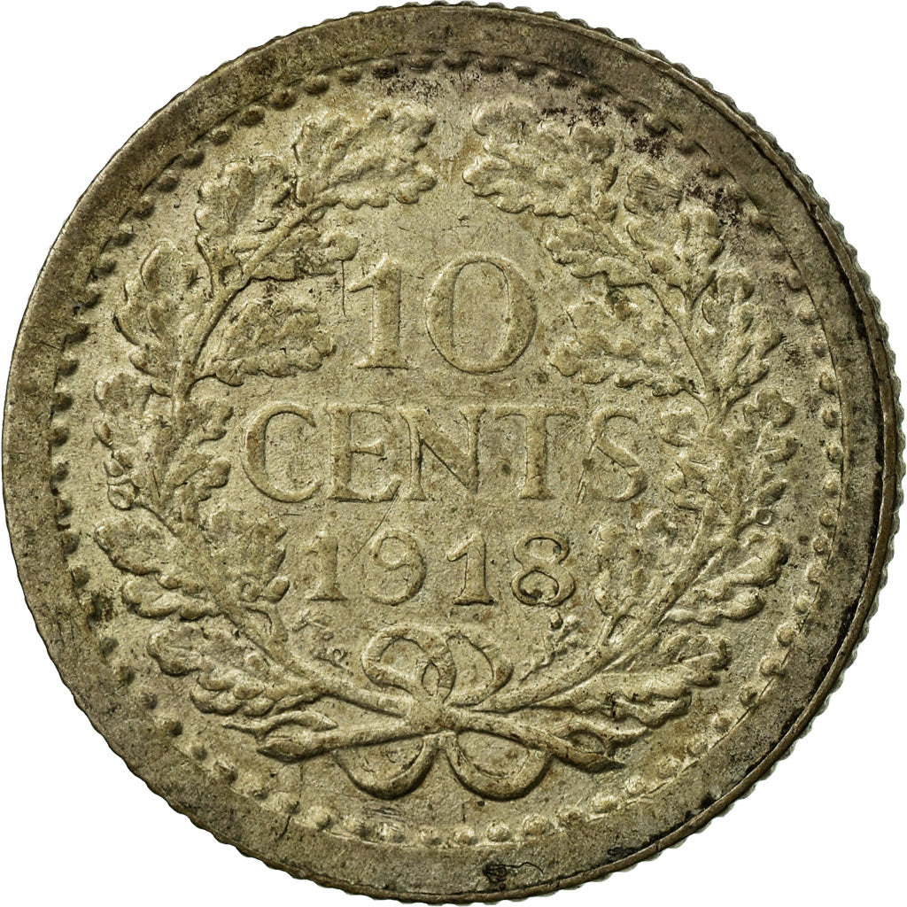 Coin, Netherlands, Wilhelmina I, 10 Cents, 1918, VF(30-35), Silver, KM:145