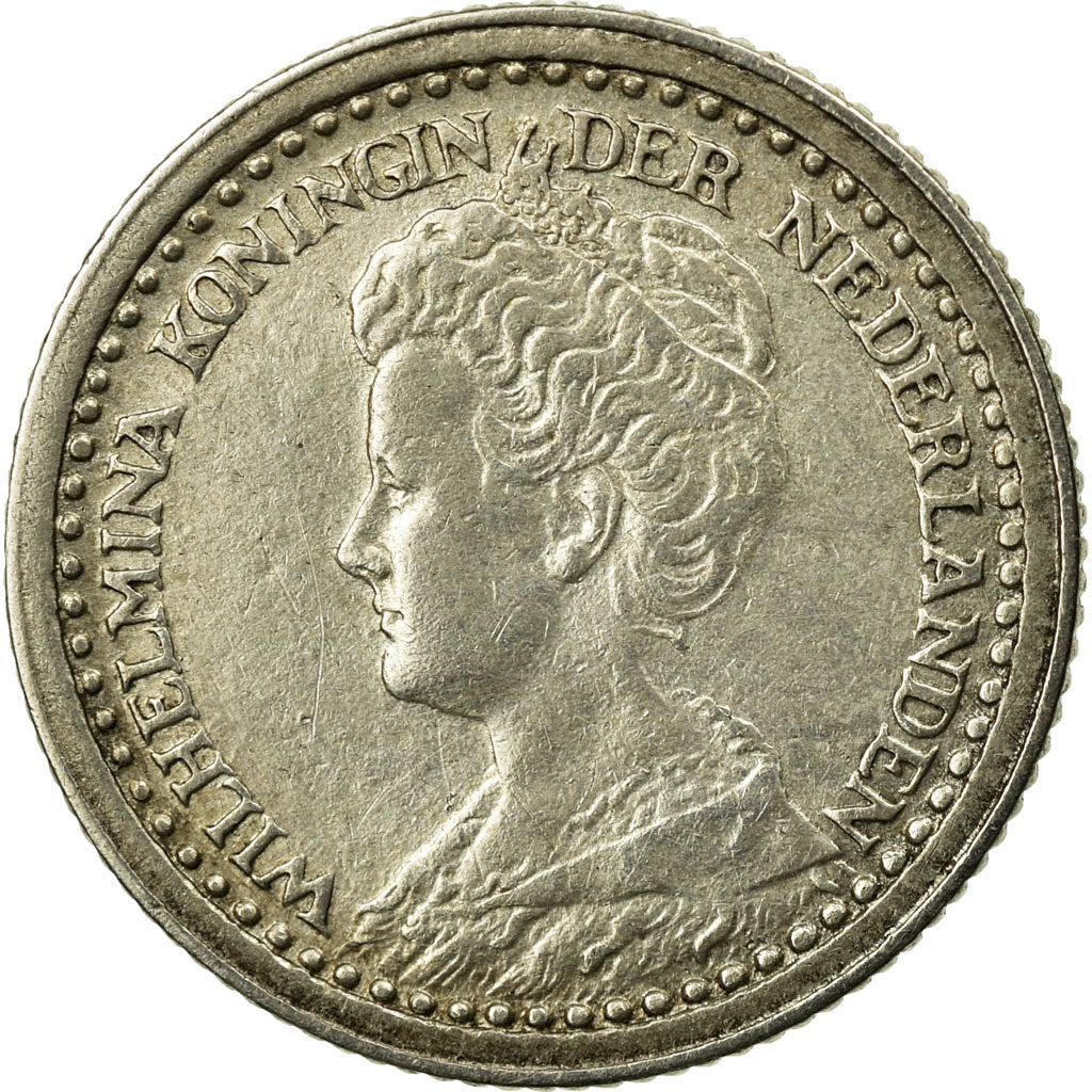 Coin, Netherlands, Wilhelmina I, 10 Cents, 1919, AU(55-58), Silver, KM:145