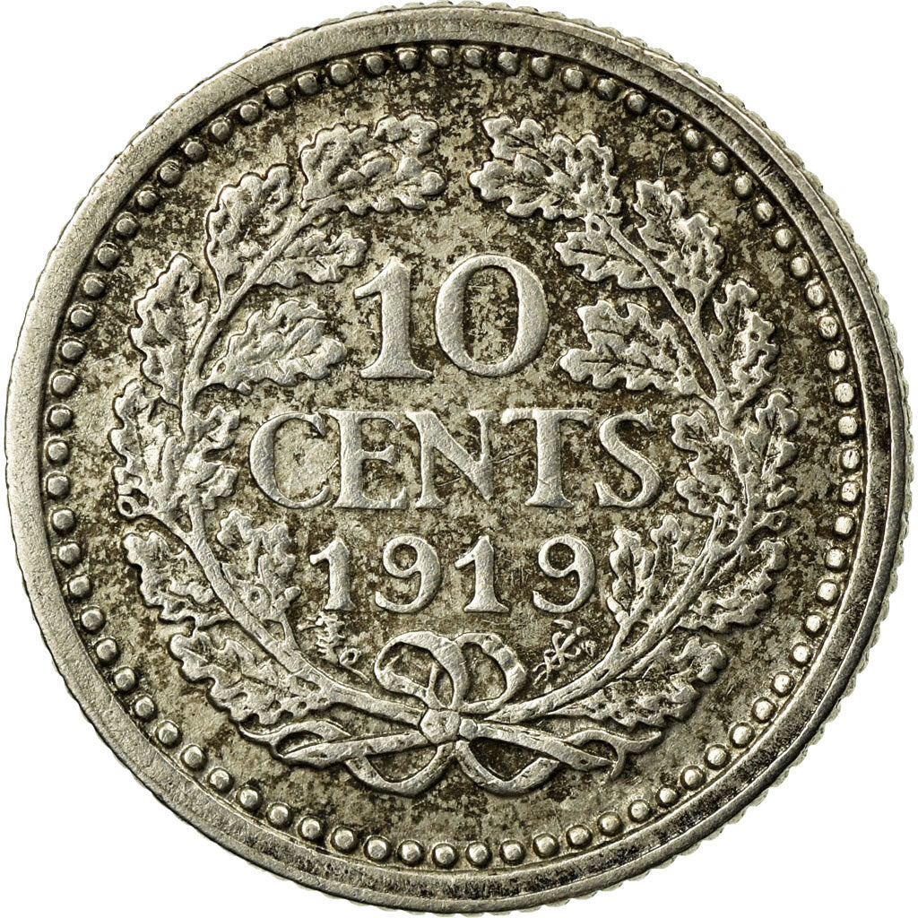Coin, Netherlands, Wilhelmina I, 10 Cents, 1919, AU(55-58), Silver, KM:145