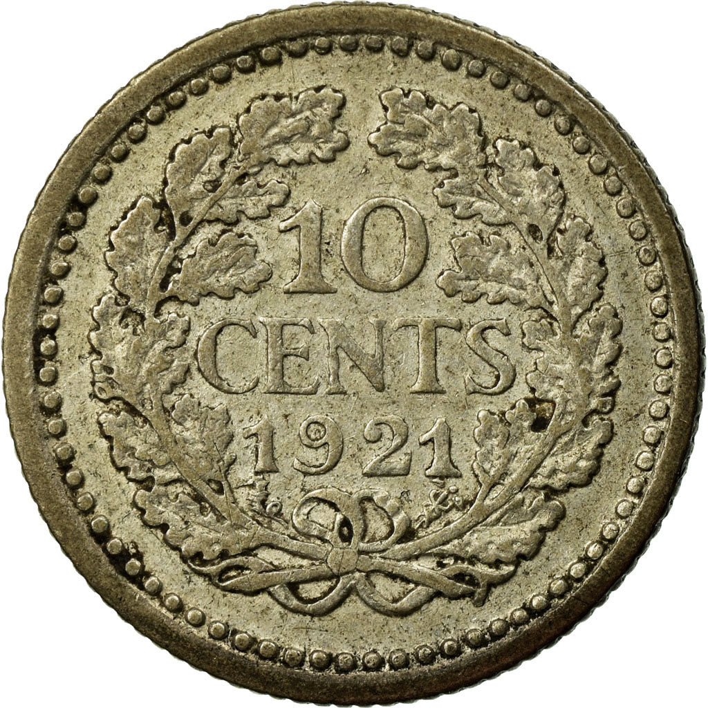 Coin, Netherlands, Wilhelmina I, 10 Cents, 1921, VF(30-35), Silver, KM:145