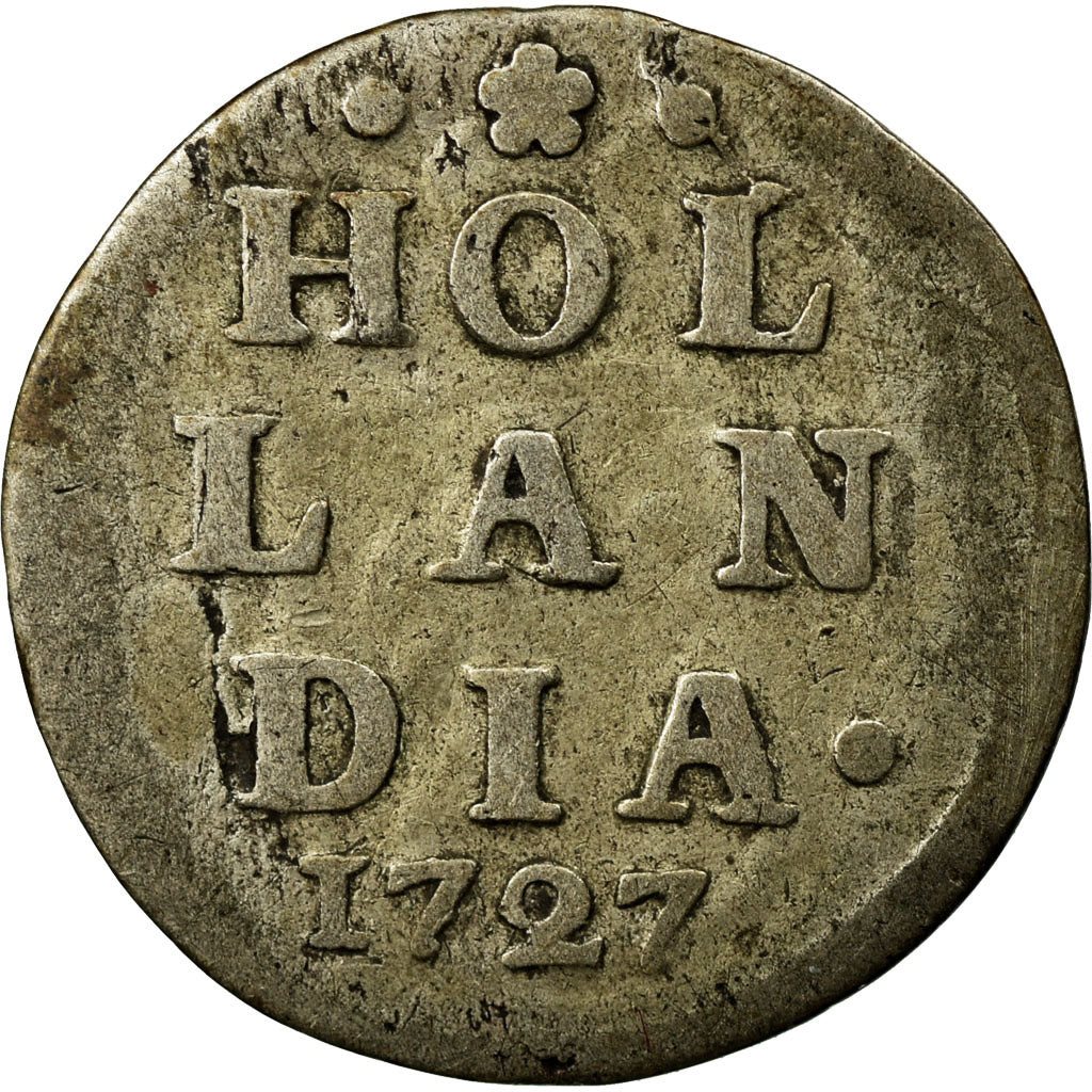 Coin, Netherlands, HOLLAND, Stuiver, Weapon, 1727, VF(20-25), Silver, KM:85