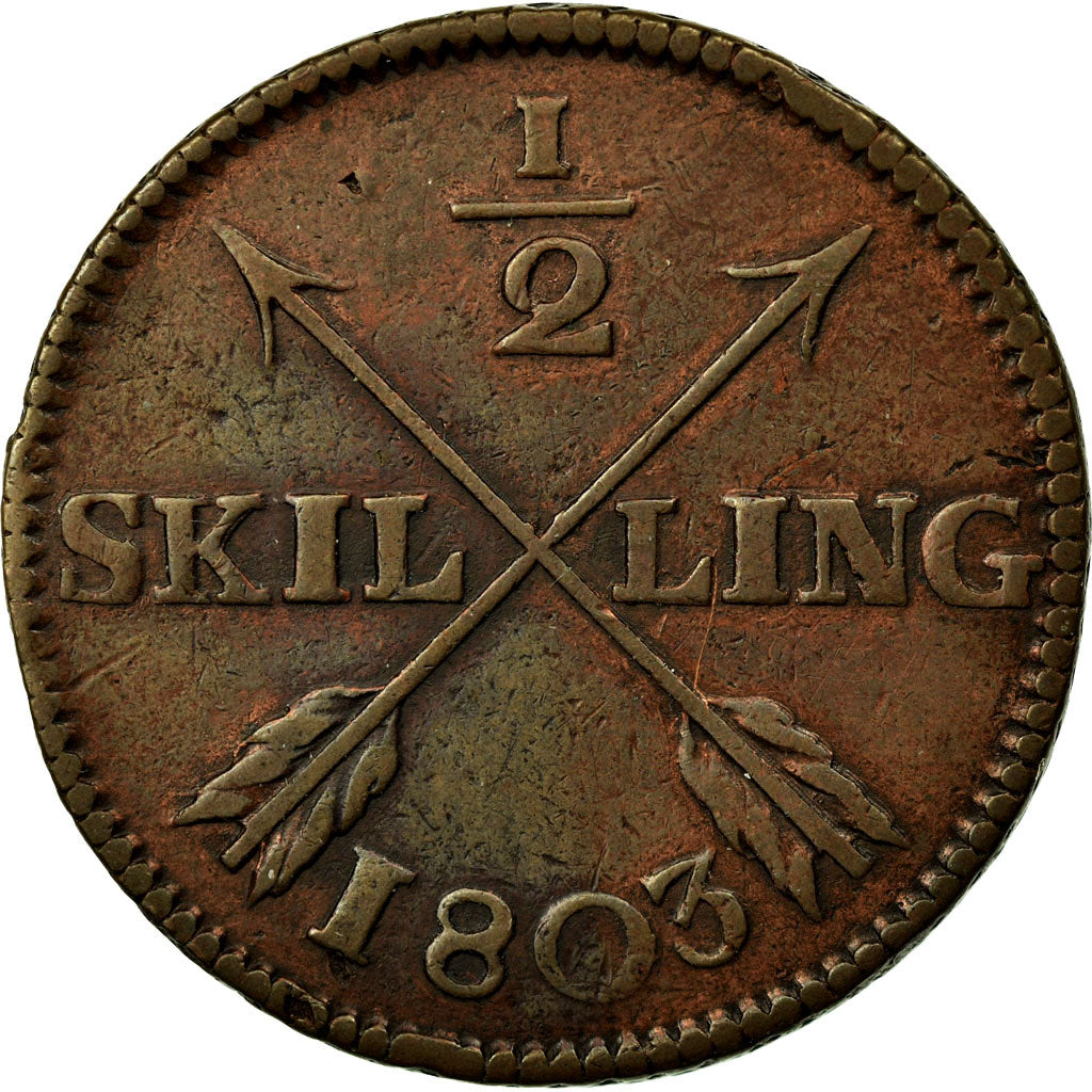 Coin, Sweden, Gustaf IV Adolf, 1/2 Skilling, 1803, EF(40-45), Copper, KM:565
